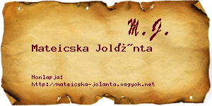 Mateicska Jolánta névjegykártya